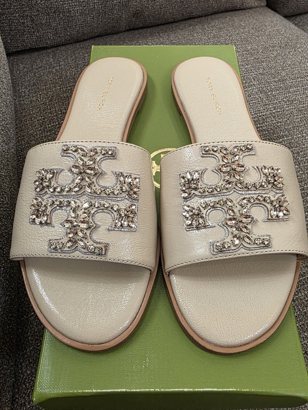 Tory Burch Dulce De Leche (Beige/Cream) Everly Embelished Slide